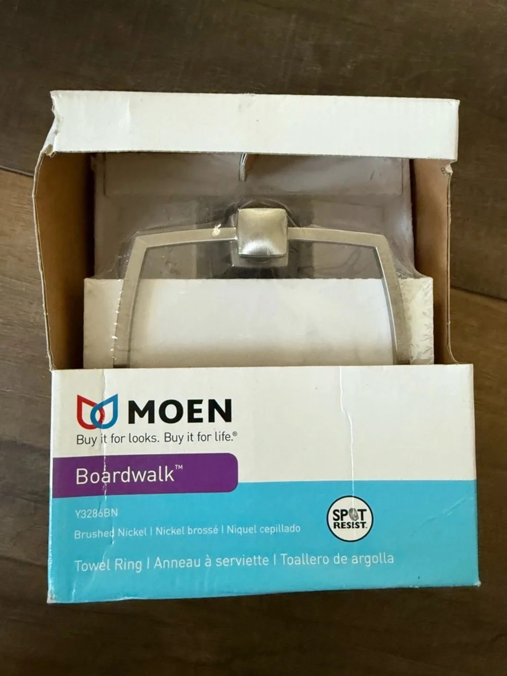 Moen Boardwalk Towel holder in Brushed Nickel Finish new in box